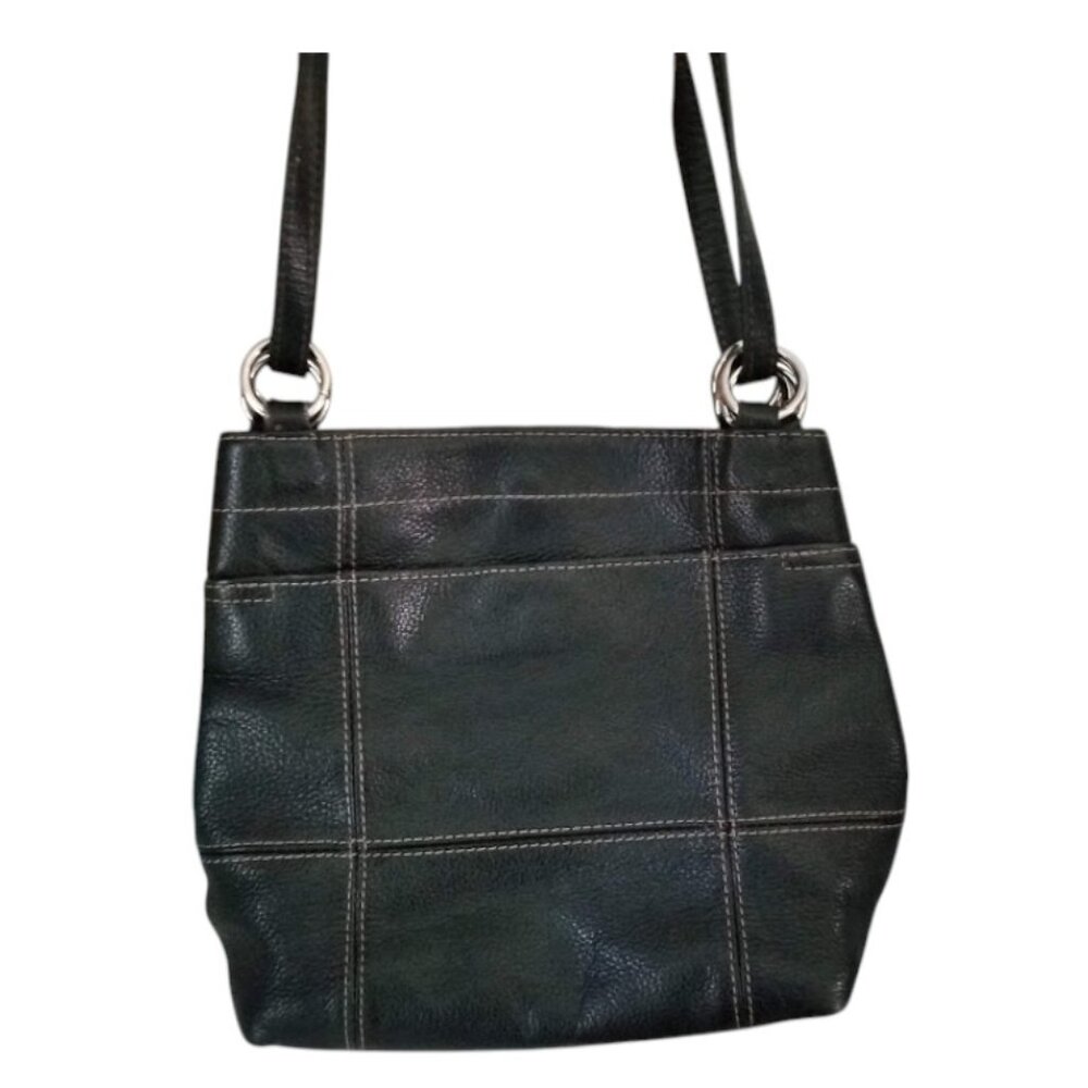 Vtg Tignanello Black Pebbled Leather Convertible Bag Tote Crossbody Bucket